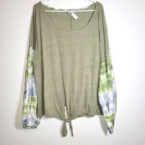 New TruSelf Boho Tie-Front Peasant Top 3X